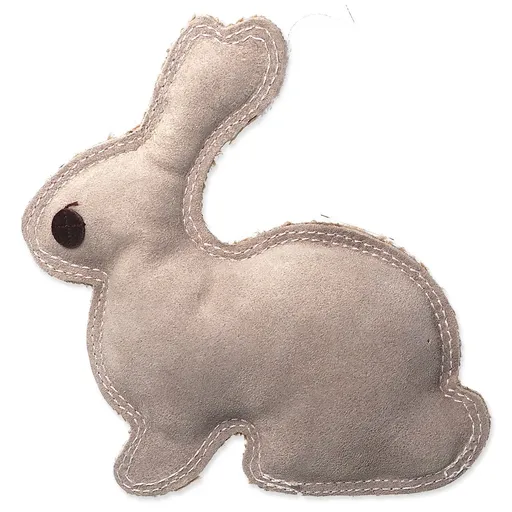 Hračka Dog Fantasy Dura-fused králik malý pískací, koža a juta 20cm
