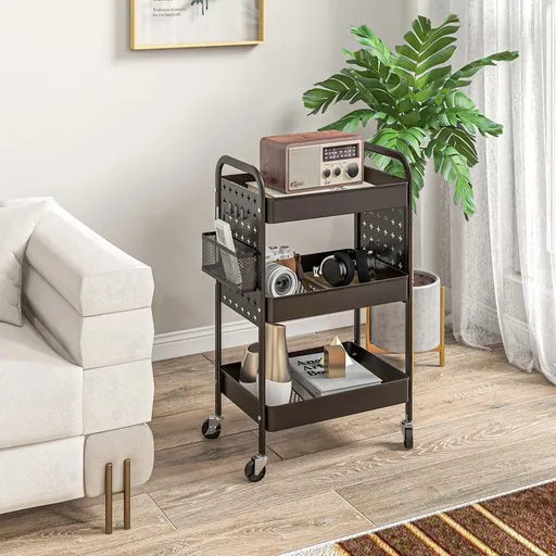 HOMCOM Víceúčelový kuchyňský vozík, černý