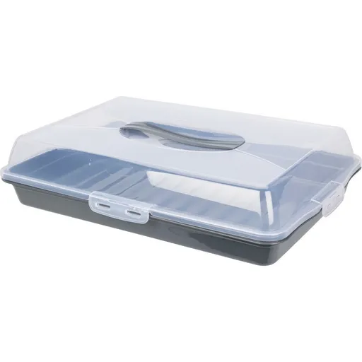 EH Servírovacia tácka s vekom 44 x 31 x 10 cm, sivá