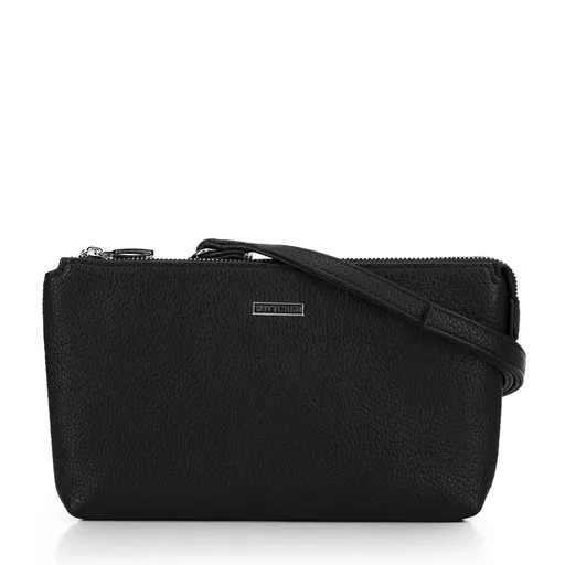 Crossbody z ekoskóry dwukomorowa czarno - srebrna 29-4Y-607-1S