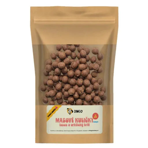 DINGO Mäsové guličky losos a arktický krill 12 mm/150 g