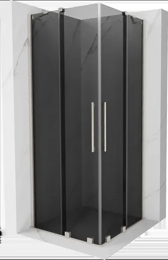 MEXEN/S - Velar Duo sprchovací kút, posuvné dvere 100 x 100, grafit, nikel kartáčovaný 871-100-100-42-97
