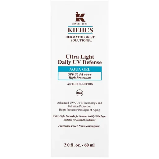 Kiehl's Dermatologist Solutions Ultra Light Daily UV Defense Aqua Gel SPF 50 PA++++ ultraľahký ochranný fluid pre všetky typy pleti vrátane citlivej S