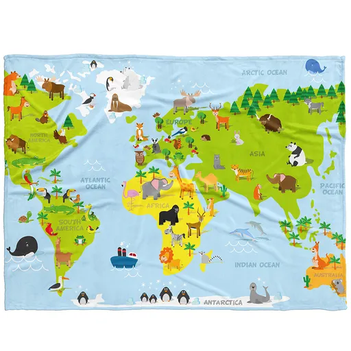 BedTex Detská deka Mapa Zvierat, 150 x 200 cm
