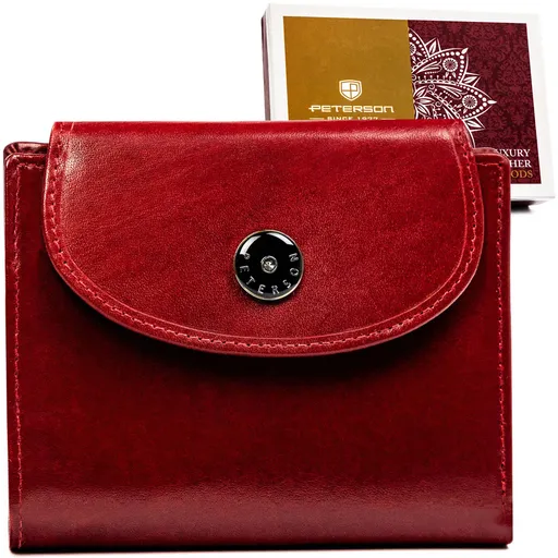 Elegantná dámska kožená peňaženka v červenej farbe so zapínaním na patent - Peterson