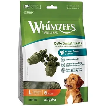 Whimzees Dental aligátor L  30 g, 6 ks (8718627750711)