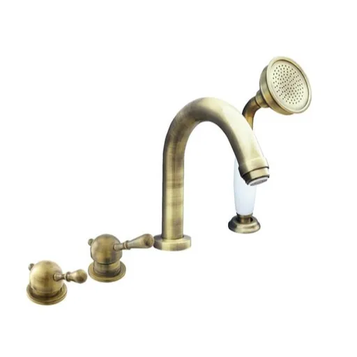 Vaňová batéria RAV Slezák LABE so sprchovacím setom stará mosadz L062.5PSM