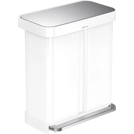 Simplehuman Pedálový odpadkový kôš na triedený odpad 58 l, biela