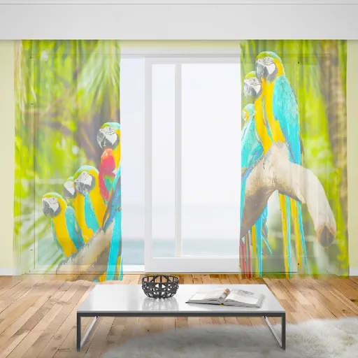 Záclony Papagáje (Rozměr záclony: 150x250)