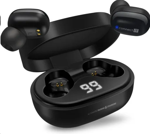 CONNECT IT True Wireless SensorTouch slúchadlá do uší s mikrofónom, čierna