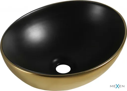 MEXEN - Elza umývadlo na dosku 40 x 33, čierna mat/zlato 21014026