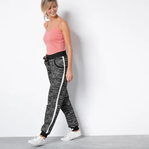 Športové dvojfarebné nohavice s melírovanou potlačou