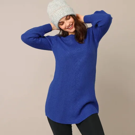 Dlhý pulóver so vzorom a gombíkmi na manžetách