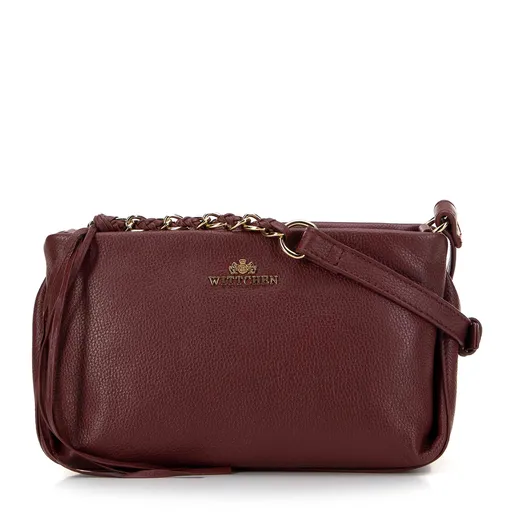 Dámska kožená listová kabelka s ozdobnými prvkami bordová