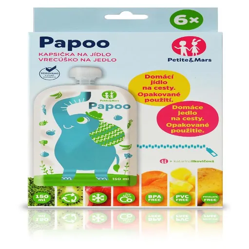 PETITE&MARS Papoo Slon Kapsička na jedlo 6 ks