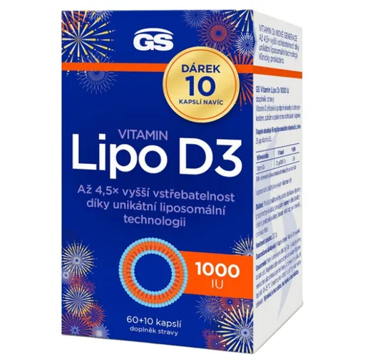GS Vitamín Lipo D3, 1000 IU, 60+10 kapsúl NAVYŠE