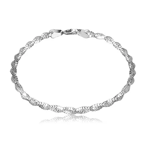 Strieborný náramok 925 - dve vzájomne prepletené retiazky, ligotavý povrch