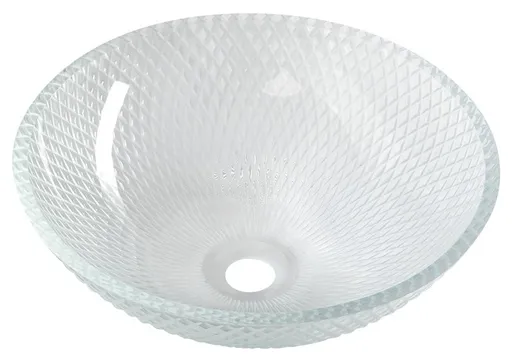 SAPHO - PUKETA gravírované sklenené umývadlo na dosku priemer 42cm, číre sklo TY165