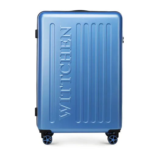 Veľký kufor z ABS s reliéfnym logom, modrý 56-3A-503-77