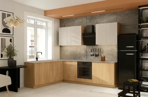 Artstolk Rohová kuchynská linka SOFIA B | dub cremona/béžová 200-260 cm Prevedenie: bez pracovnej dosky