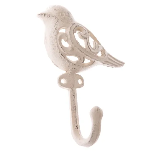 Liatinový vešiak Vtáčik biela, 15 x 11 cm