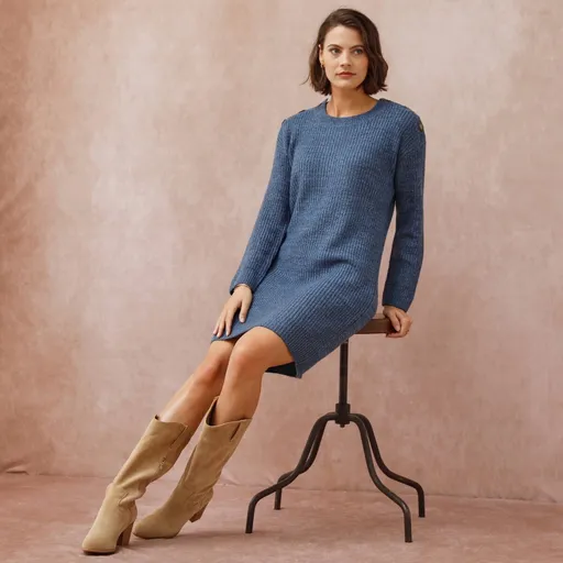 Úpletové šaty s gombíkmi na ramenách