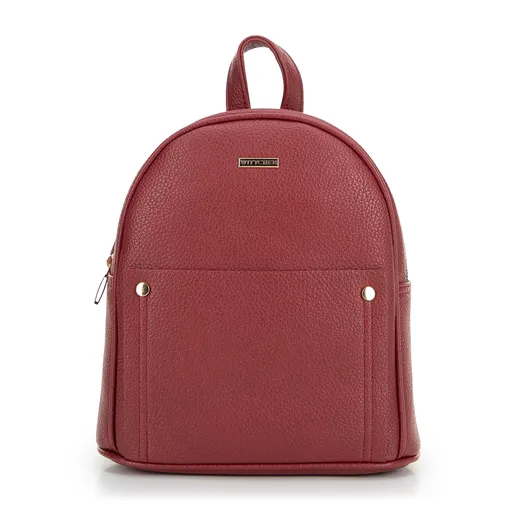 Bordový batoh z ekokože s nitmi pre sofistikovaný a štýlový vzhľad, 29-4Y-603-3.