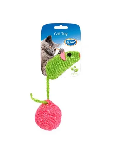 Hračka DUVO+  Myš s loptou, nylon, zelená/ružová 10x4x4cm