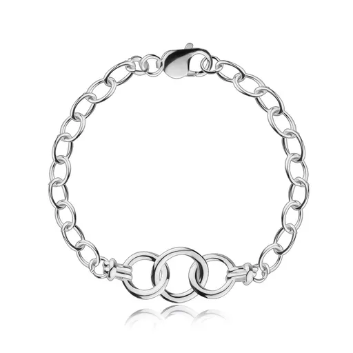Náramok zo striebra 925 - v strede väčšie prepojené kruhy, oválne články