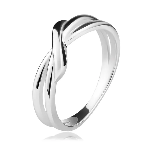 Prsteň z 925 striebra - hladká vlnka, rozdelené a prekrížené ramená - Veľkosť: 54 mm