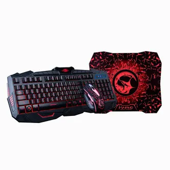 Marvo KM400 sada klávesnica drôtová (USB) CZ/SK, čierna s hernou myšou a podložkou, herná, membránová typ podsvietená