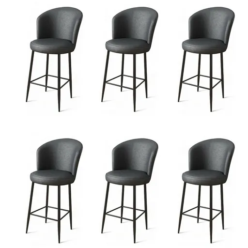 Súprava barových stoličiek Uras Anthracite and Black, 6 ks, 6 ks
