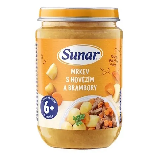 SUNAR Príkrm mrkva s hovädzím a zemiakmi 6m+ 190 g