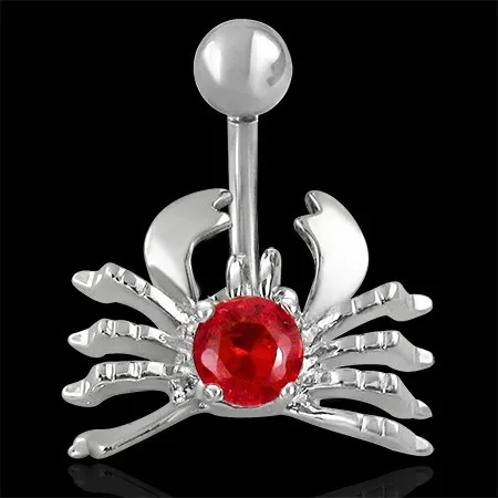 Piercing do pupka Rak - červený zirkón