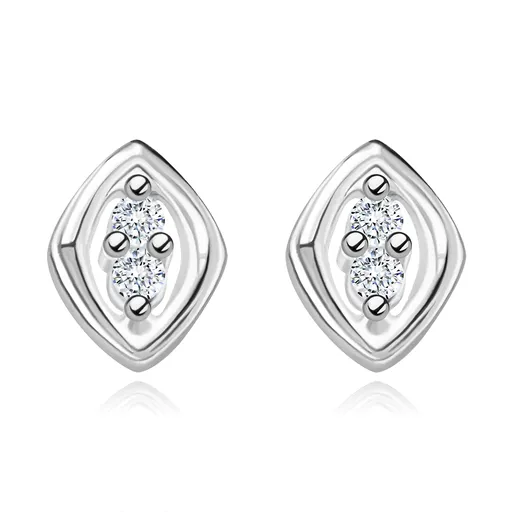 Náušnice v striebre 925 - asymetrické zrnko, číre zirkóny uprostred