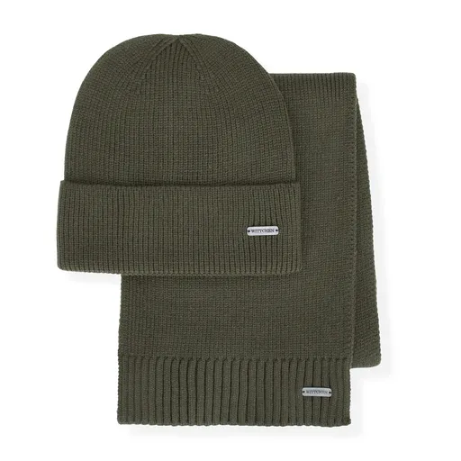 Pánsky zimný komplet – čiapka a šál z viskózy, polyesteru a nylonu 101-SF-009-Z