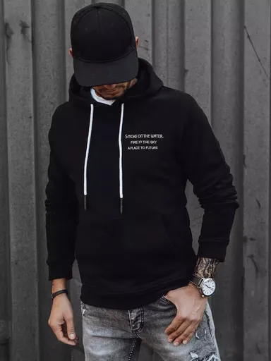 Čierna klasická mikina s kapucňou