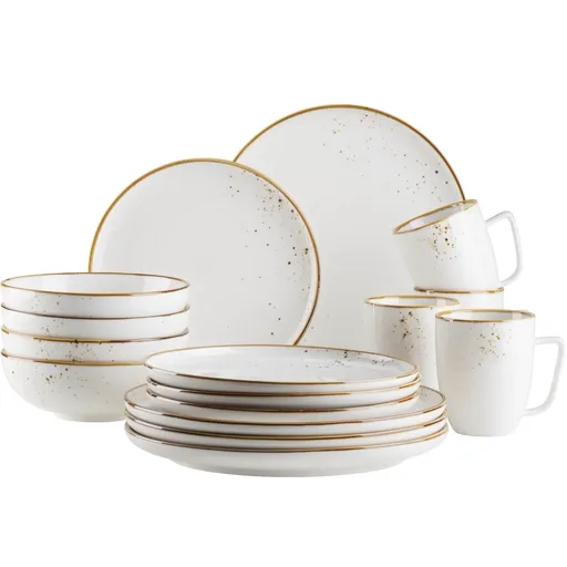 Mäser 16-dielna súprava riadu Pintar White hnedé bodky