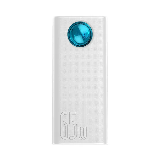 Baseus Amblight powerbanka s digitálnym displejom QC 30000mAh Overseas Edition + kábel Type-C/Type-C 100W 1m, biela