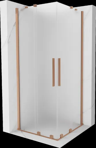 MEXEN/S - Velar Duo sprchovací kút, posuvné dvere 90 x 90, dekor, meď kartáčovaná 871-090-090-32-65