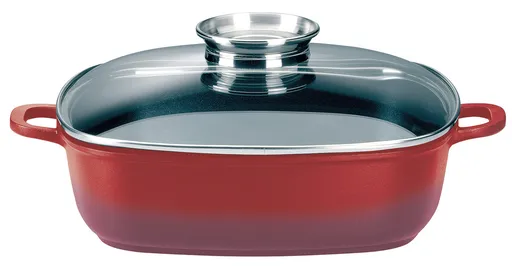 SSW - Pekáč 28x28cm so sklenenou pokrievkou CRISPY červený