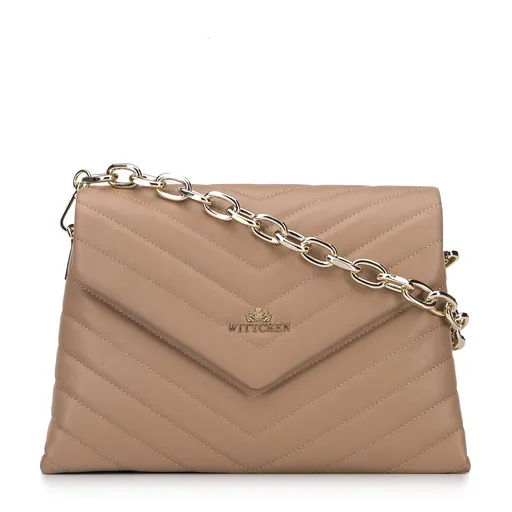 Dámska kabelka z prešívanej kože na retiazke trapezová