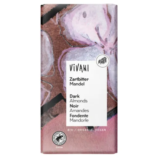 VIVANI Horká čokoláda s mandľami BIO 100 g