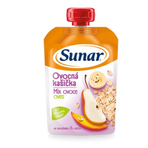 SUNAR Kašička ovocná kapsička mix ovocie ovsené vločky 6m+ 120 g