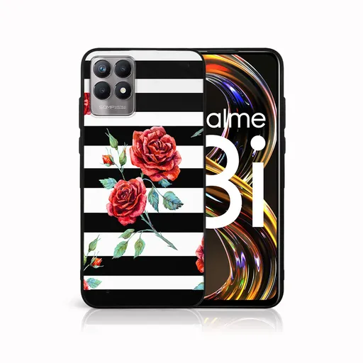 MY ART Silikónový obal Realme 8i BLACK and WHITE (034)