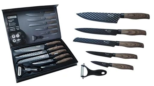 MAKRO - 6-dielny set, 5 x nože a 1 x škrabka