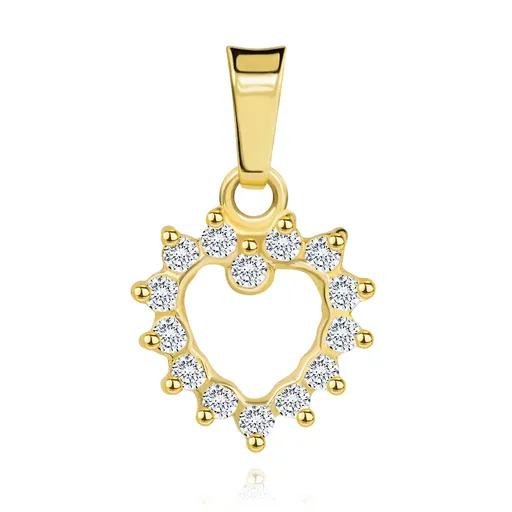 Ligotavý zlatý prívesok 375 - pravidelná kontúra zirkónového srdca