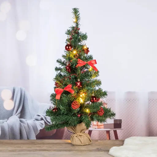 Haushalt international Umělý vánoční strom 75 cm, červené ozdoby