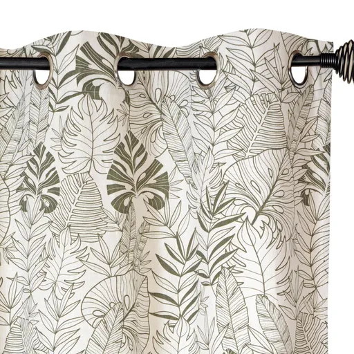 Záves s očkami a dvojfarebnou potlačou džungle