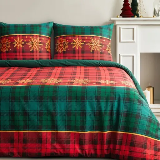 ArtFir Vianočné obliečky na jednolôžko GLORY | červená/zelená 140 x 200 cm